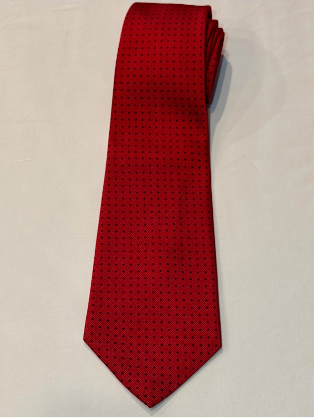 Polo by Ralph Lauren Red Men's Dress Tie with Micro Dot Pattern
